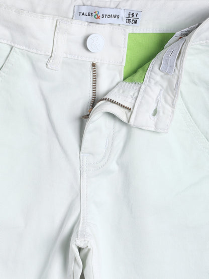 Boys White Slim Fit Cotton Trouser