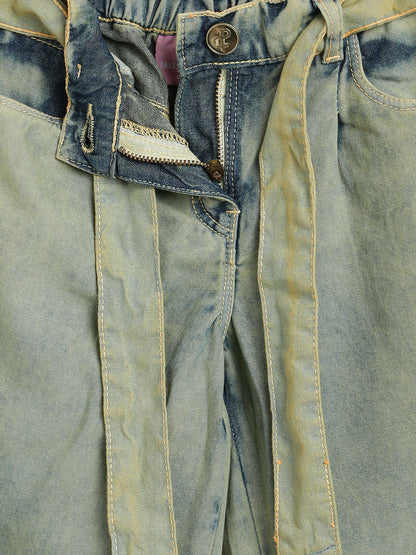 Girls Olive Denim Palazzo 