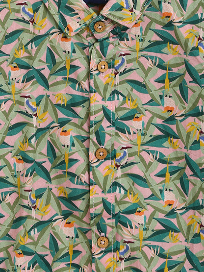 Boys Leaf Printed Cotton Shirt