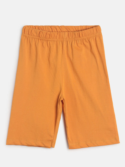 Boys Light Grey & Orange Printed Cotton Night Suit