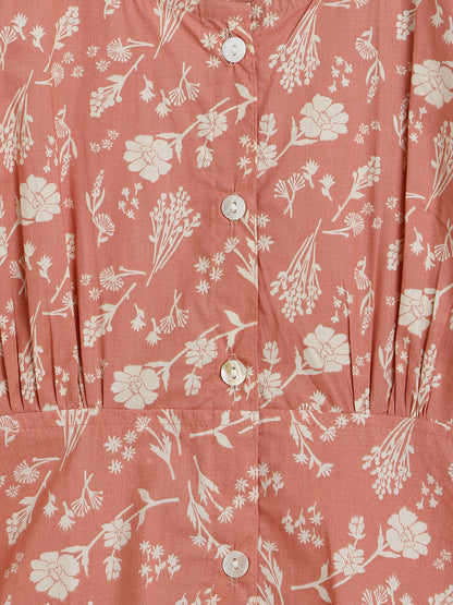 Girls Peach printed Dress