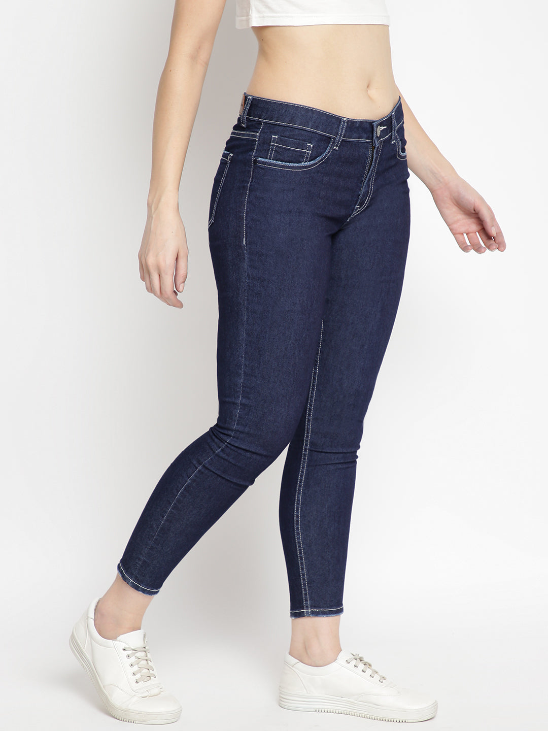 Women Skinny Dark Blue Denim Jeans