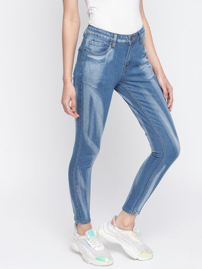 Women Mid Blue Skinny Fit Denim Jeans