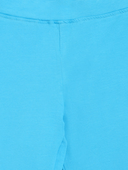 Girls Sky Blue Cotton Leggings