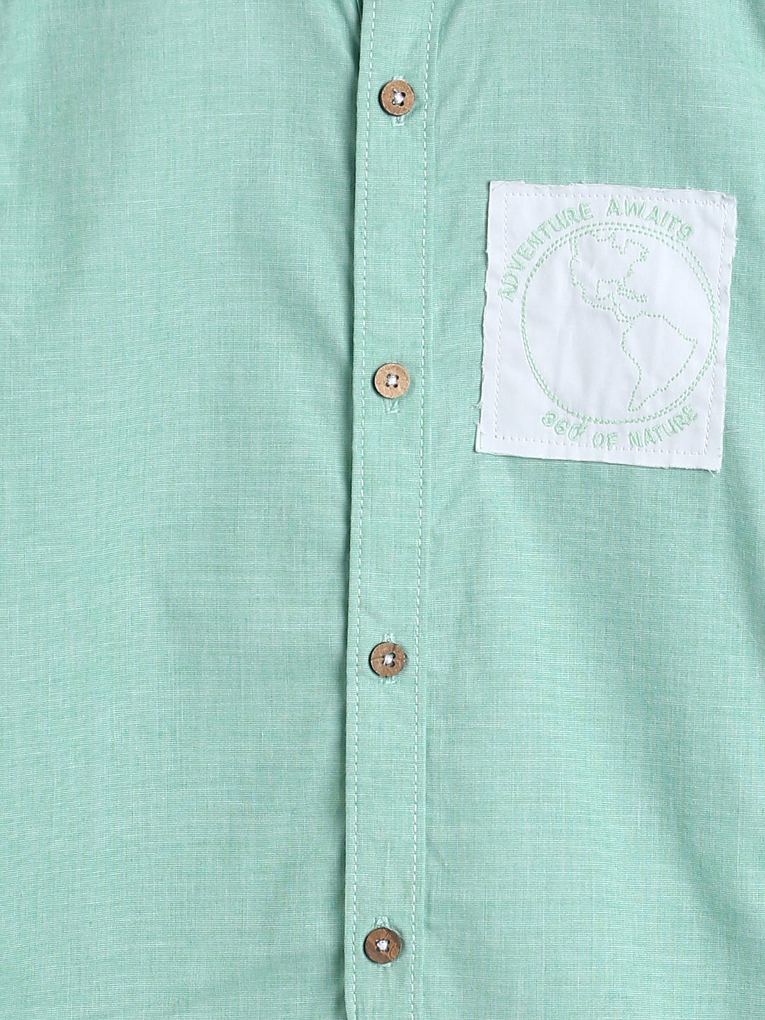Boys Green Casual Cotton Shirt