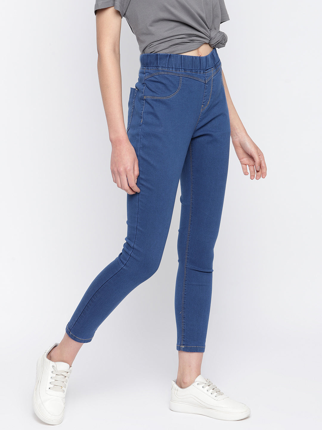 Women Skinny Fit Mid Blue Denim Jegging