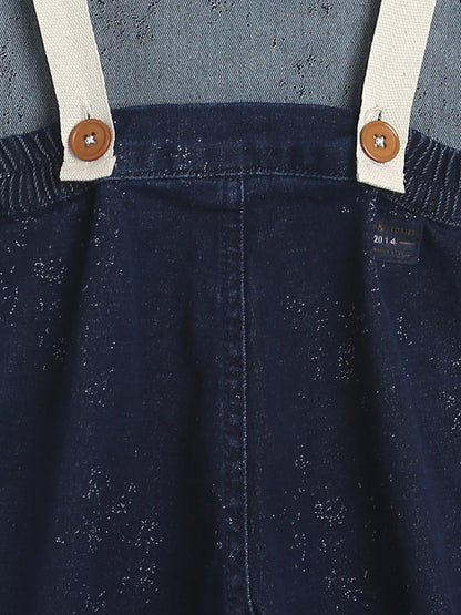 Girls Regular Fit Dark Blue Full Denim Dungaree