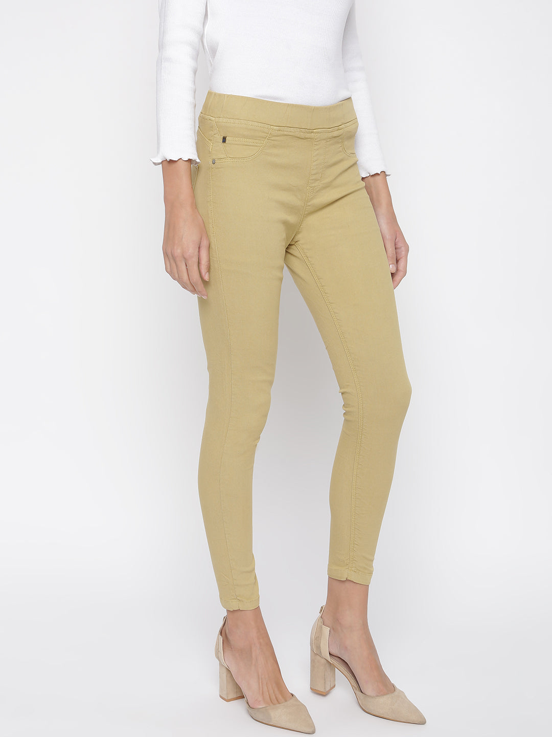 Women Skinny Fit Khaki Jegging