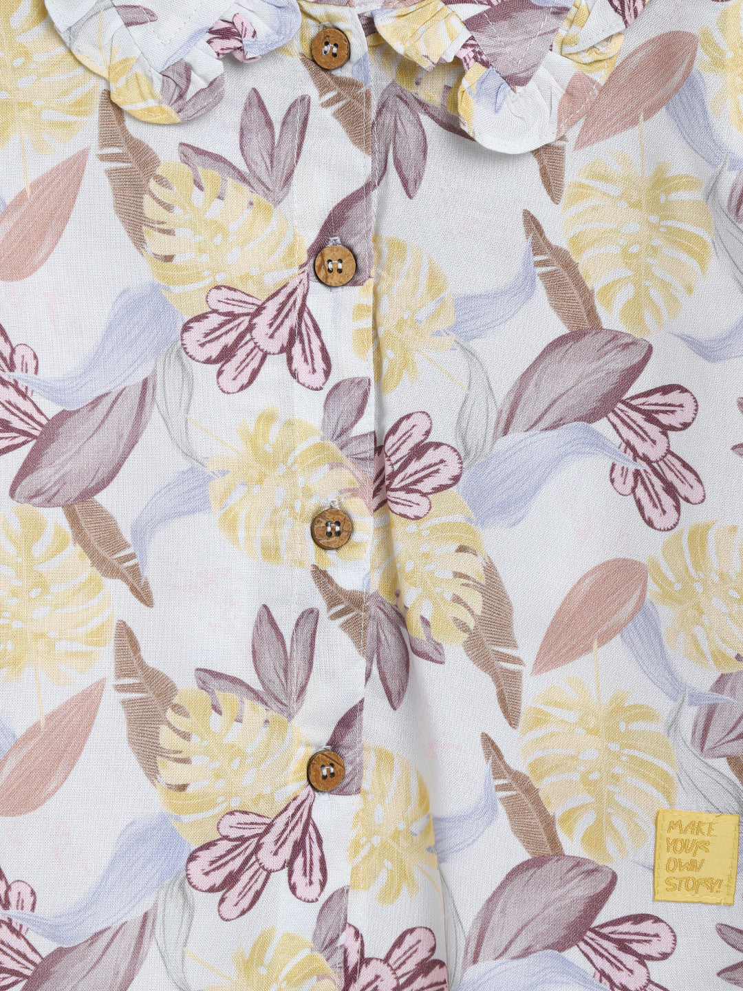 Girls Multi coloured Floral Print Shirt Style Top