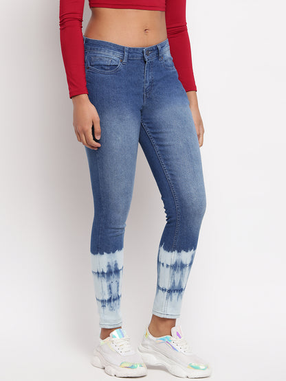 Women Mid Blue Mid Waist Skinny Fit Denim Jeans