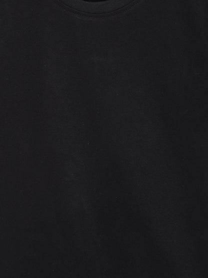 Boys Black Solid Cotton T-Shirt 