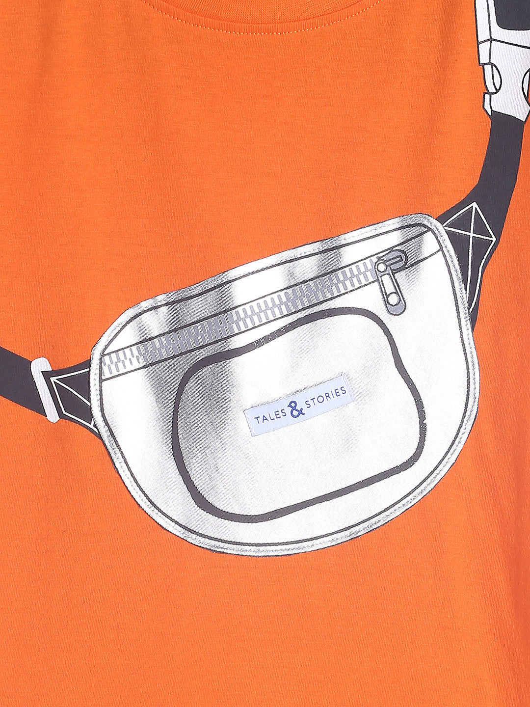 Boys Neon Orange Printed Cotton T-shirt