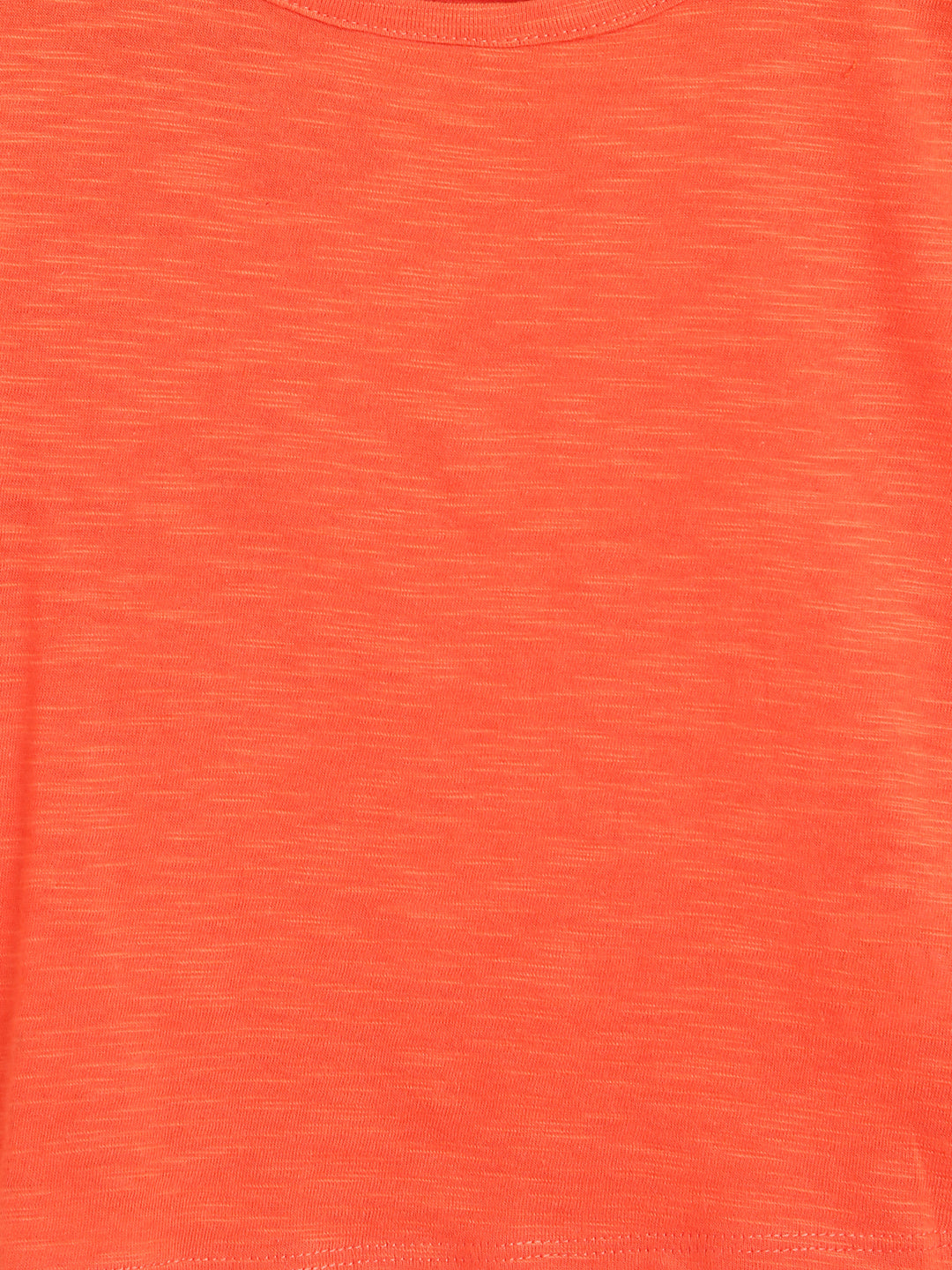Girls Orange Solid T-Shirt 