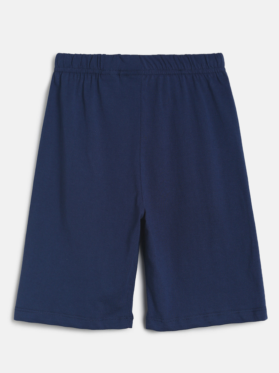 Boys Navy Blue & Green Printed Cotton Night Suit