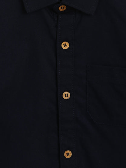 Boys Dark Blue Cotton Shirt