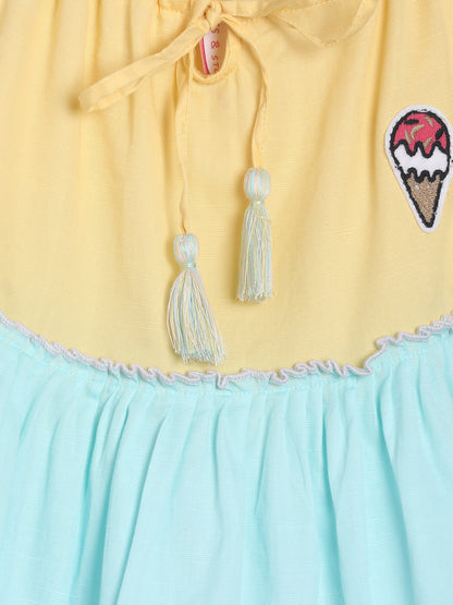 Girls Regular Fit Multi Color Sleeve Less Cotton Dress