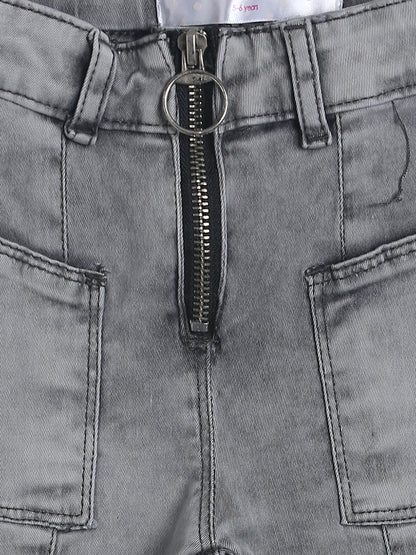 Girls Slim Fit Grey Denim Jeans
