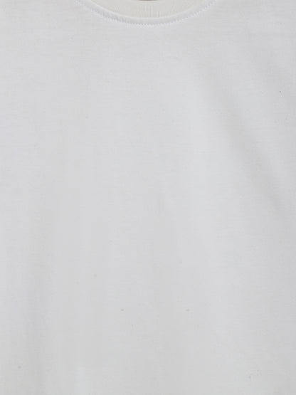 Boys White Solid Cotton T-Shirt 