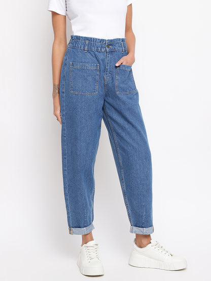 Women Mom Fit Denim Jeans