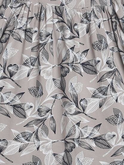 Girls Beige Floral Print Dress