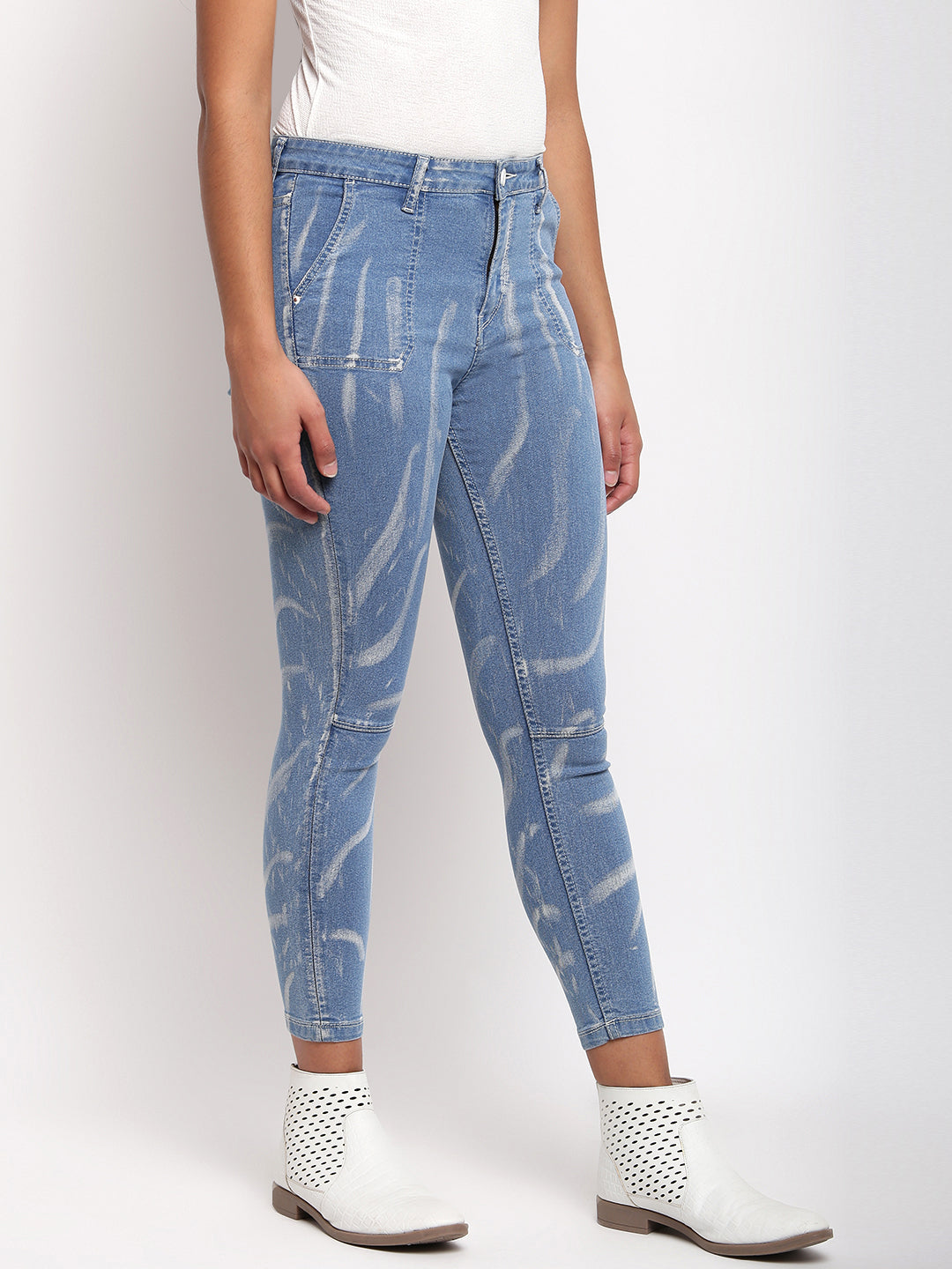 Women Mid Blue Skinny Fit Denim Jeans