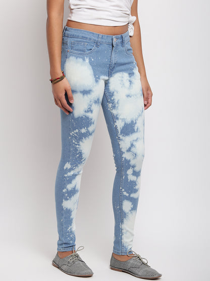 Women Mid Blue Mid Waist Slim Fit Denim Jeans