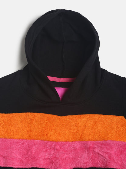 Girls Black Patched Sweatshirt With Hood