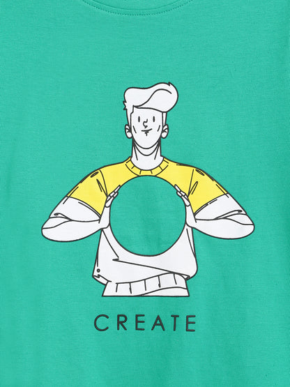 Boys Mint Green Cotton T-Shirt