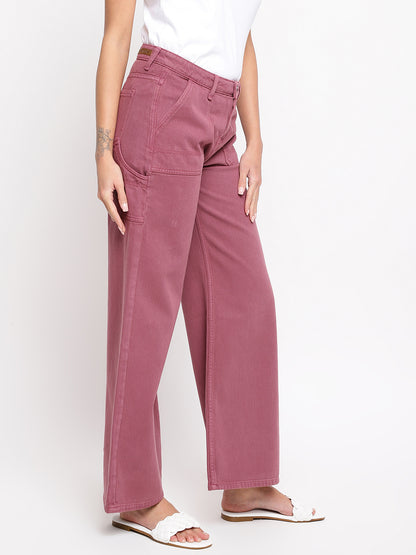 Women Light Plum Flared Jeans
