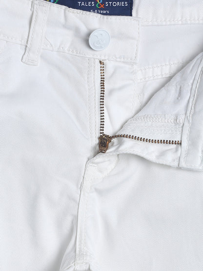Boys Slim Fit White Cotton Trouser 