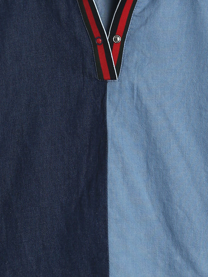 Girls Regular Fit Blue Full Sleeve Cotton T-Shirt