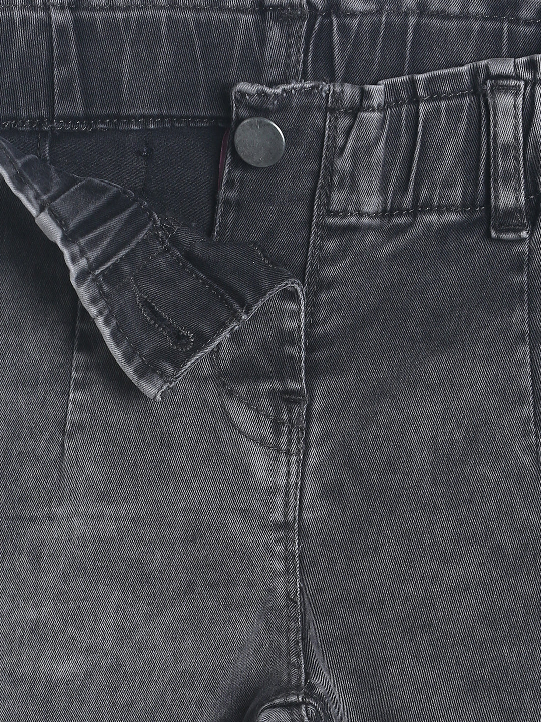 Girls Slim Fit Grey Denim Joggers