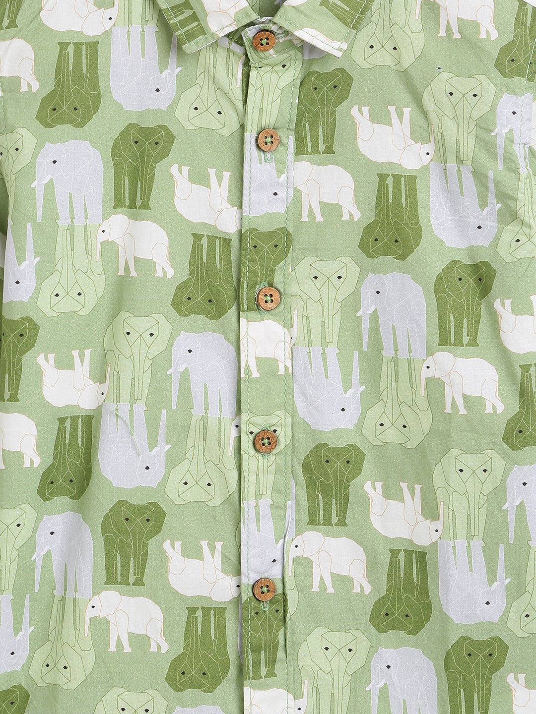 Boys Green Printed Shirt 