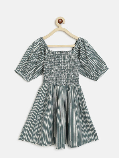 Girls Grey Striped Dress
