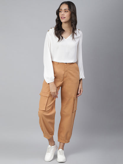 Women Rust Cotton Cargo