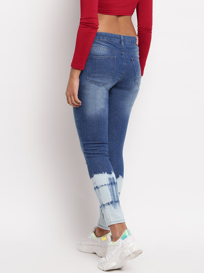 Women Mid Blue Mid Waist Skinny Fit Denim Jeans