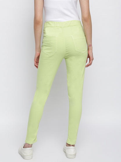 Women Neon Green Skinny Fit Jegging