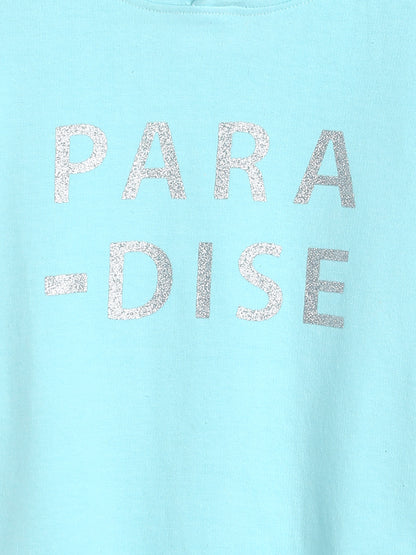 Girls Light Sky Printed Sweatshirt With Hood