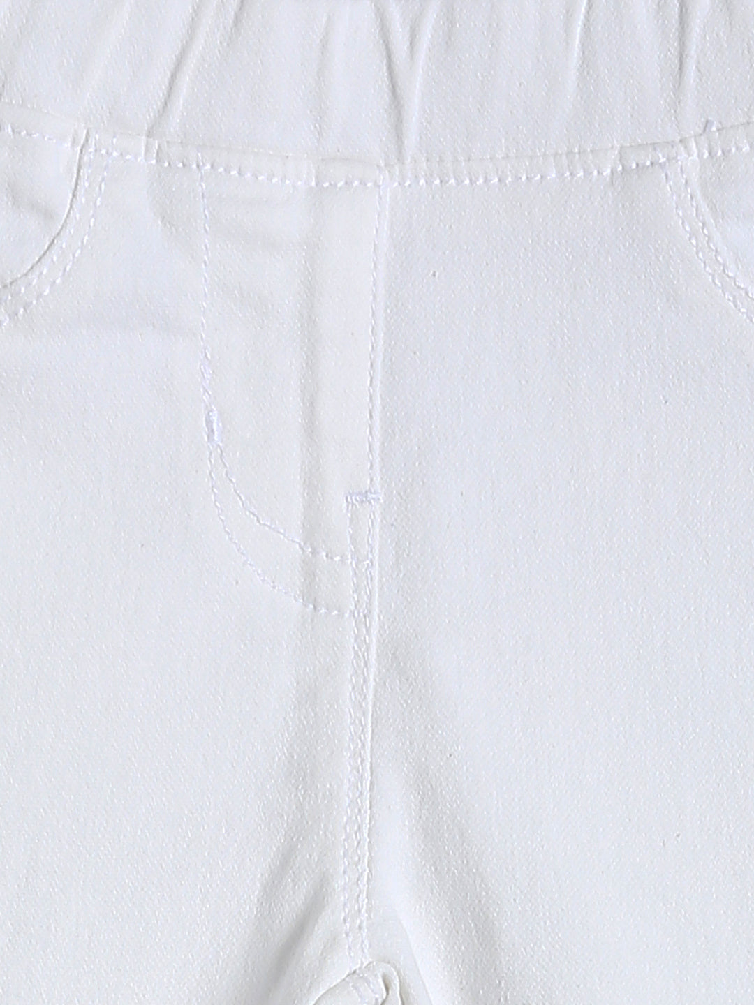 Girls White Slim Fit Cotton Jegging