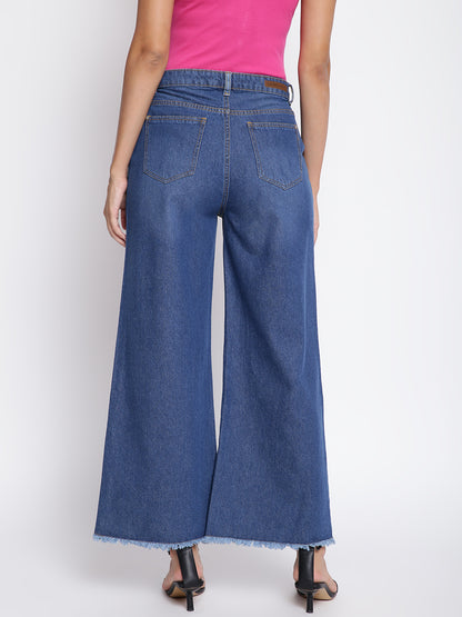 Women Mid Blue Flared Jeans