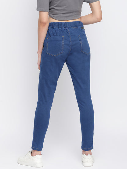 Women Skinny Fit Mid Blue Denim Jegging