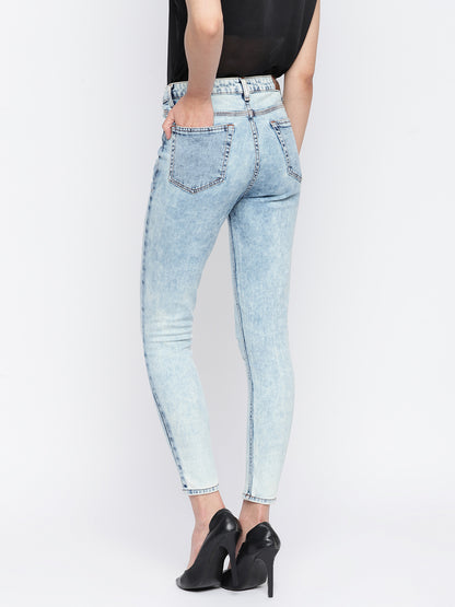 Women Skinny Fit Mid Blue Denim Jeans