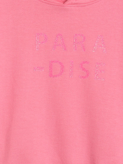 Girls Pink Cotton Poly Sweatshirt With Hood