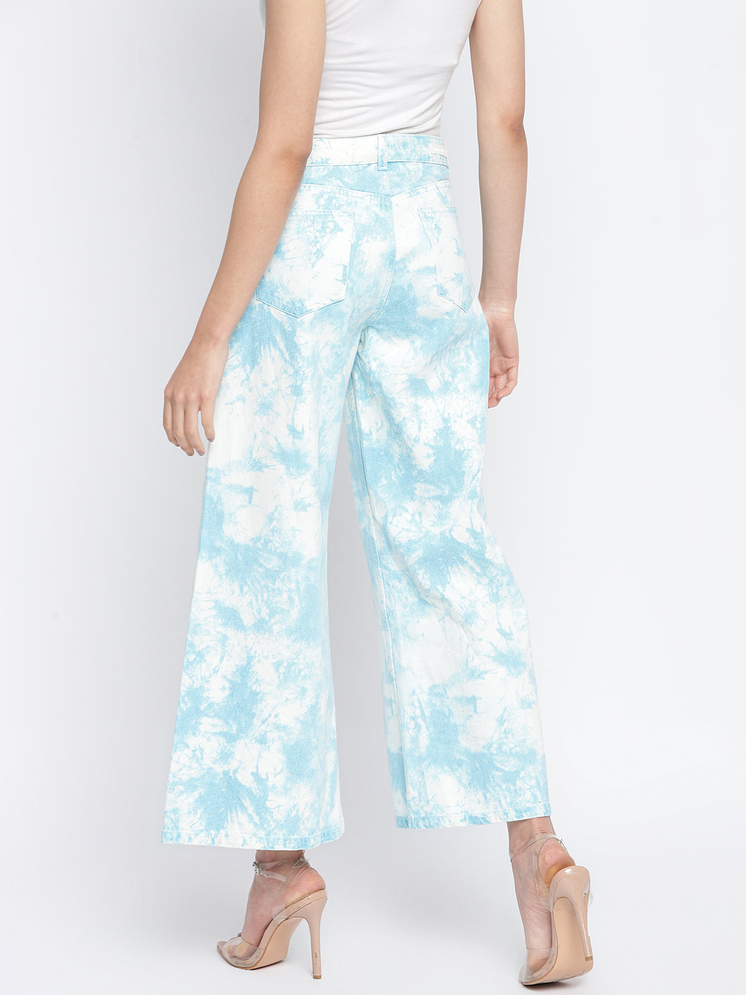 Women Sky Blue Flared Denim Jeans
