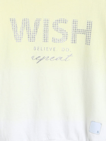 Girls Yellow Printed Sweatshirt With Hood