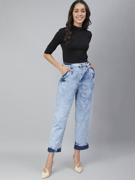 Women Slouchy Fit Light Blue Denim Jeans