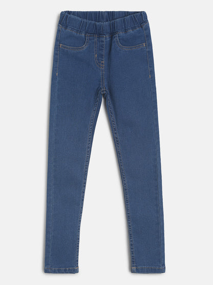 Girls Blue Denim Jeggings Combo