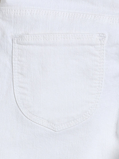 Girls White Slim Fit Trouser