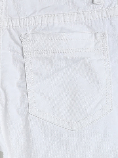 Boys Slim Fit White Cotton Trouser 