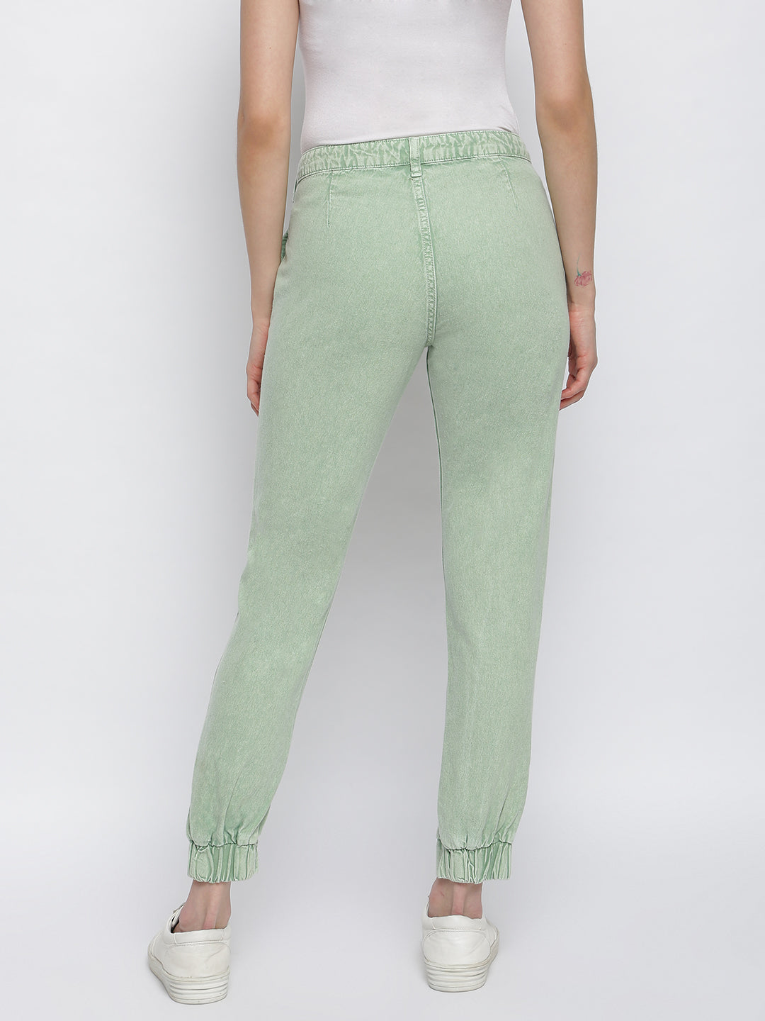 Women Green Cotton Trouser